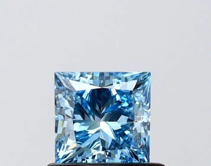 0.72ct PRINCESS Fancy Vivid Blue VS1 Coloured Lab diamond