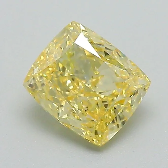 0.98ct CUSHION Fancy Intense Yellow VVS2 Coloured Lab diamond