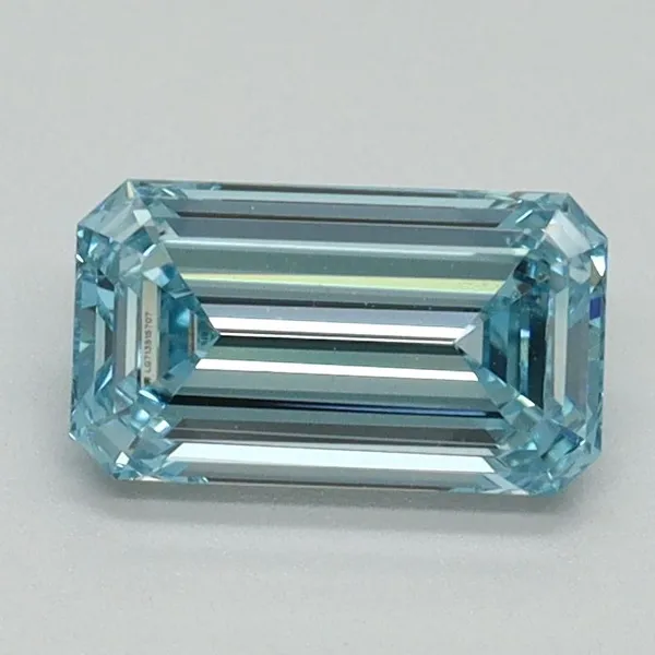 0.91ct EMERALD Fancy Vivid Blue VS2 Coloured Lab diamond