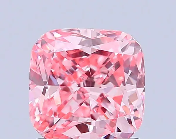 1.19ct CUSHION Fancy Vivid Pink VVS2 Coloured Lab diamond