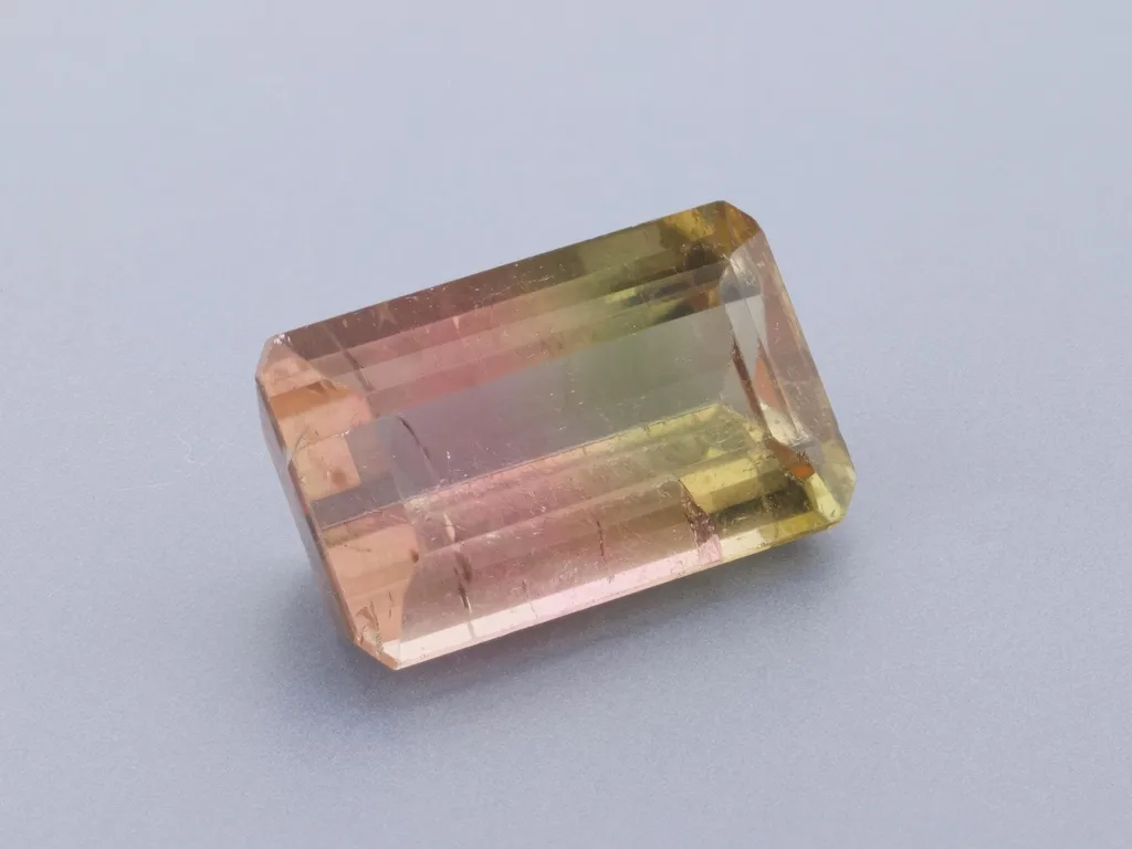 6.44ct Parti Tourmaline, Emerald Cut gemstone